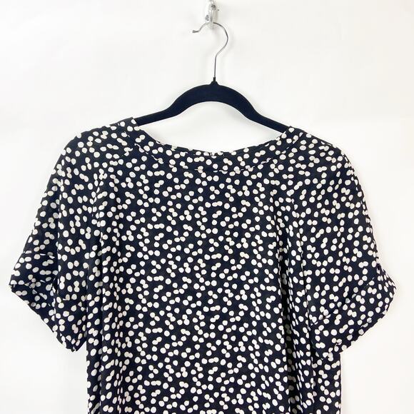 2/$30 Banana Republic Small Womens Black White Polka Dot Popover Blouse Top - Picture 2 of 8